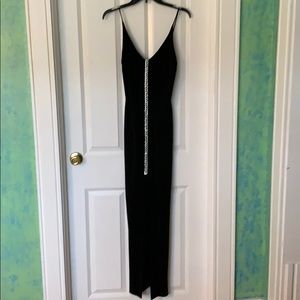 Black beaded evening dress